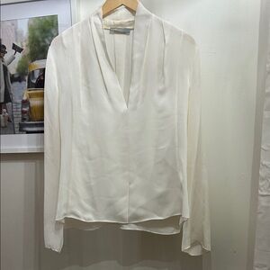 Vince Cream Silk Draped Blouse